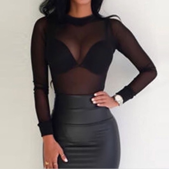 Sheer Mesh Long Sleeve Top - Picture 2 of 4